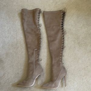 Pointed Toe Over The Knee Thin Heeled Boots